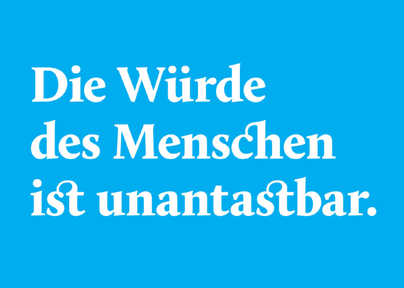 Postkarte: Die Würde des Menschen ist unantastbar