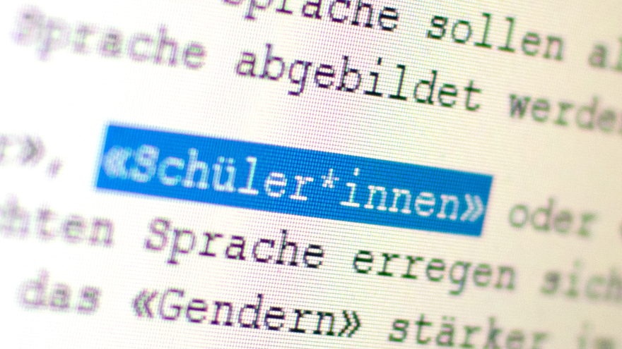 Auf einem Bildschirm ist das Wort «Schüler*innen» zu sehen. Die Schreibweise mit «Genderstern» soll Menschen einschließen, die sich weder dem männlichen noch dem weiblichen Geschlecht zuordnen lassen.