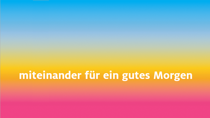 Sonnenaufgang mit "miteinander für ein gutes Morgen"