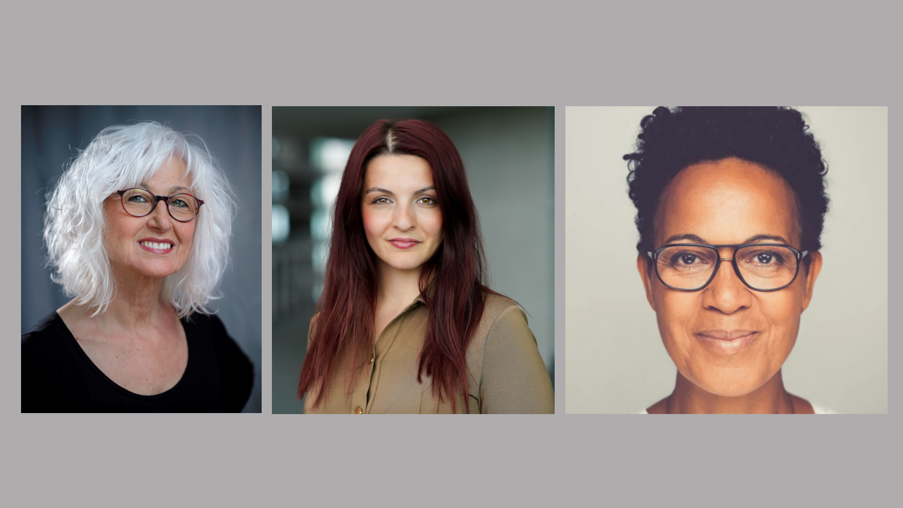 Poträts von Sevgi Kahraman-Brust, Ana-Maria Trasnea und Mo Asumang